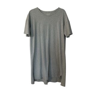 Eileen Fisher Organic Cotton Crew Neck Elbow Sleeve Light Gray Dress Sz L GUC